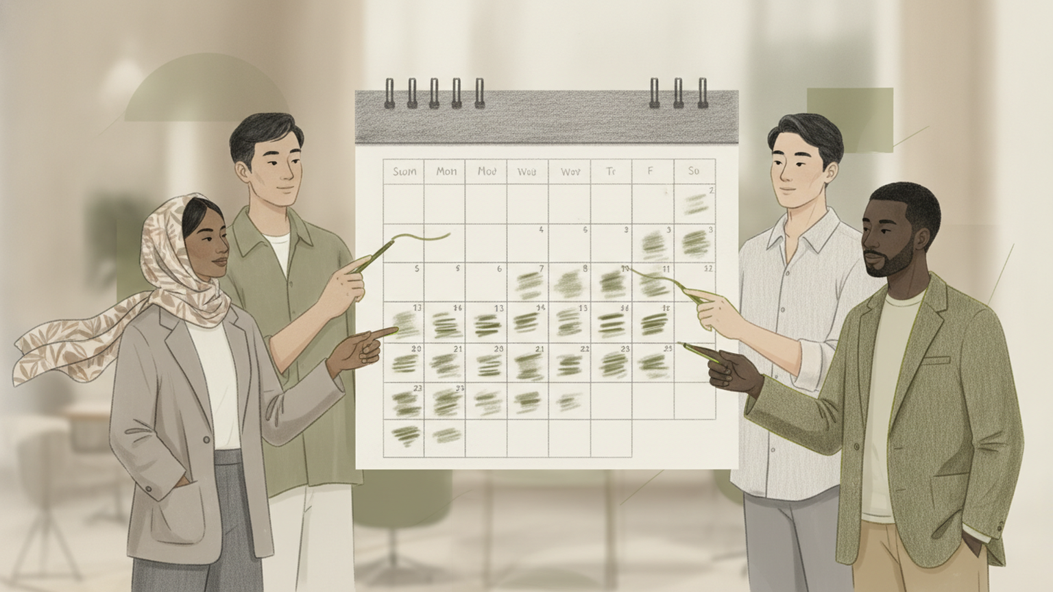 Business owner planning a monthly publishing calendar with automated seo optimization supporting a steady blog cadence