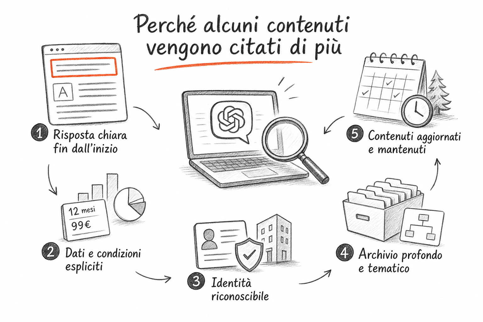 Caratteristiche delle pagine che ChatGPT search cita piu spesso, dalla risposta in apertura ai dati espliciti