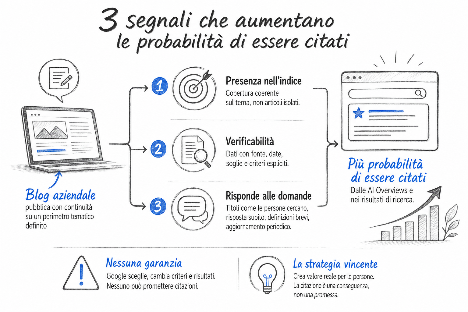 I tre segnali che aumentano le probabilita di essere citati nellAI Overview presenza dati e struttura