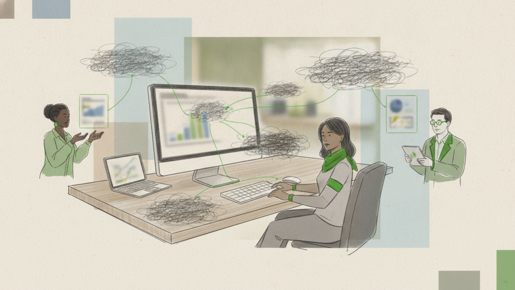 Small business owner sketching customer search queries into keyword clusters for seo search optimization planning